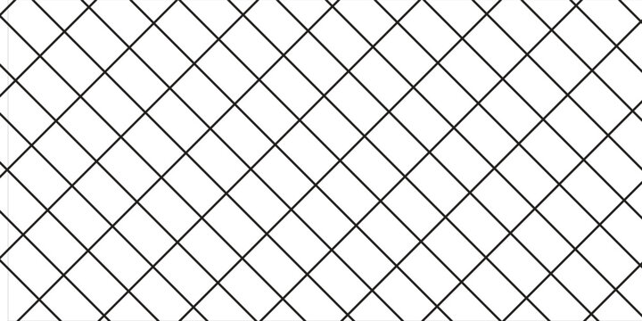 Abstract white background with a clean black grid line pattern. Modern minimalist geometric blueprint mesh texture for corporate presentation layouts and technical drawing backdrops.