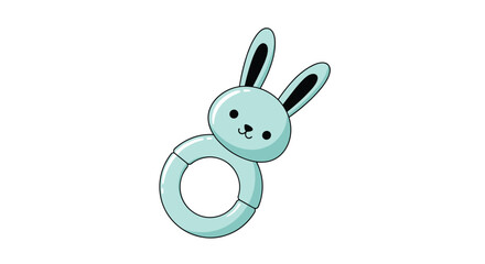 Obraz premium Cute baby rattle toy shaped like a blue rabbit