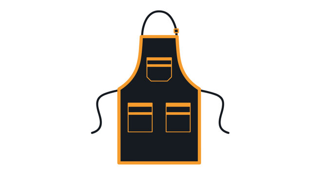 Black canvas apron with orange trim and multi pockets