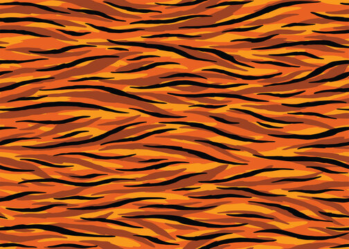 Abstract orange flow art stripes seamless pattern background. Vector illustration art backdrop