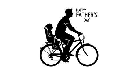 Obraz premium Father's Day Father's Day, Happy Father's Day, Black Silhouette, Bicycle Vector, Family Fun Vector