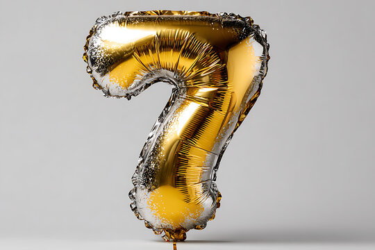 Golden question mark balloon, shiny metallic, party decoration, celebration symbol