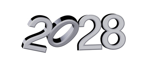 2028 in a stylish 3D font with metallic effect. Perfect for New Year greetings, business © vegefox.com