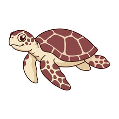 Naklejka premium Cute Sea Turtle Swimming Cartoon Illustration