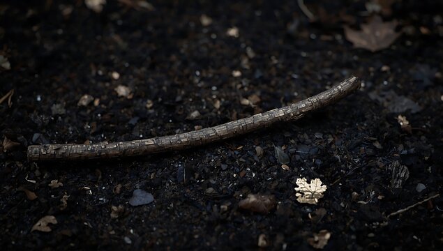 Stick insect camouflaged on the ground