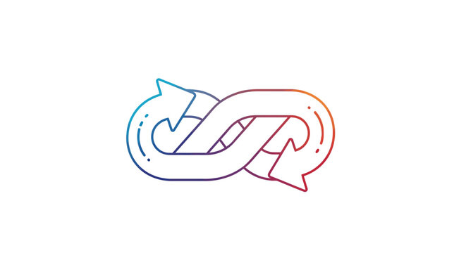 Infinite loop symbol with gradient arrows on white background