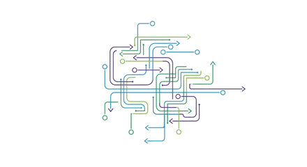 Fototapeta premium Abstract network of interconnected lines and arrows