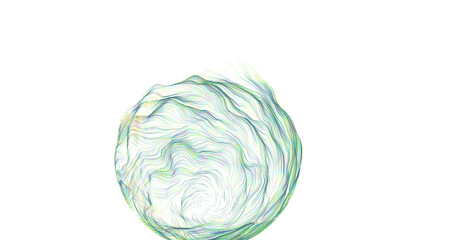 Fototapeta premium Abstract and creative illustration of a sphere created with flowing lines. Green and white.
