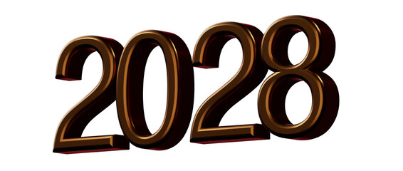 3D render of the year 2028 in a stylish, metallic design. Perfect for New Year greetings and futuris © vegefox.com
