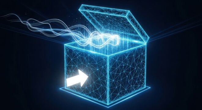 A blue box with smoke coming out of it illustration