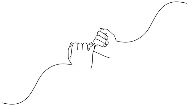 Pinky Promise Hand Gesture - Simple Line Art Connection