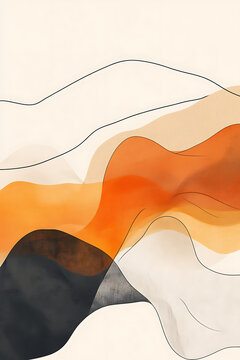 Abstract watercolor color block mobile screen wallpaper template