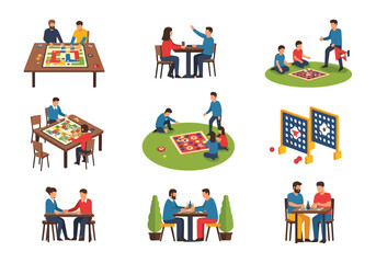 Fototapeta premium People engaging in various board games and social activities together
