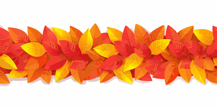 Autumn leaves border colorful fall foliage decorative pattern on white
