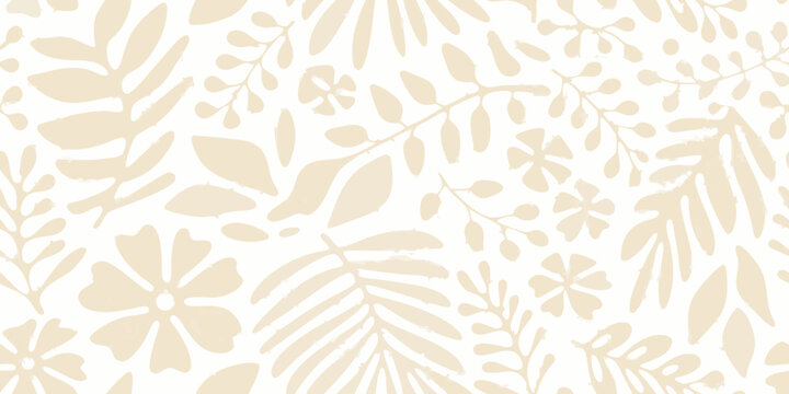 Beige leaf and floral pattern a subtle seamless background