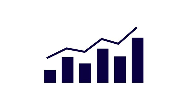 Abstract black growing financial linear graph chart background.