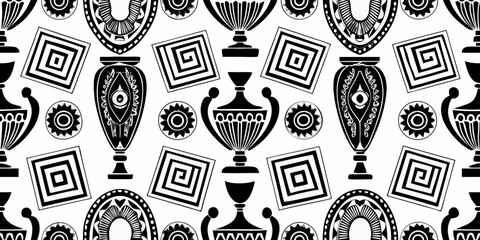 greek pottery pattern a seamless black and white decorative design © Sukla