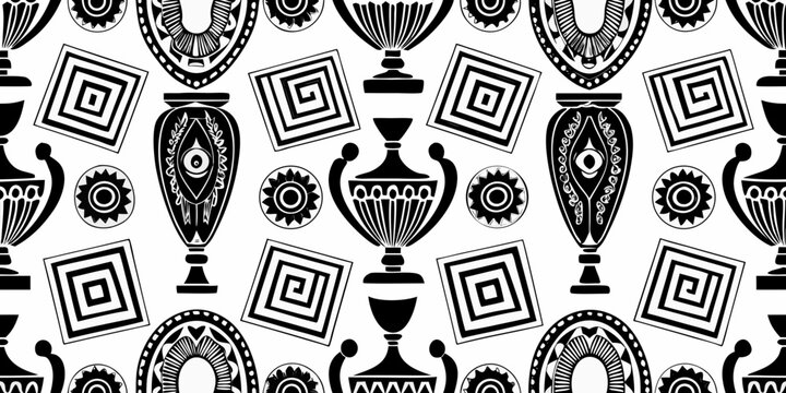 greek pottery pattern a seamless black and white decorative design