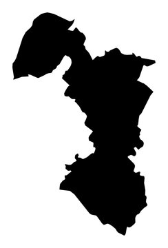 A contour map of Trnava Region. Slovak region silhouette