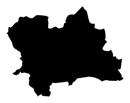 A contour map of Zilina Region. Slovak region silhouette
