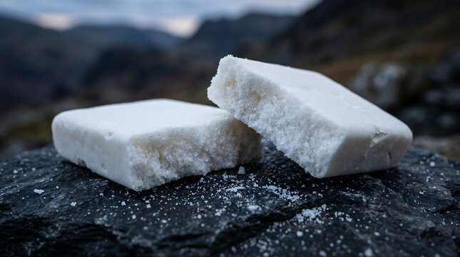 Classic Kendal Mint Cake &ndash; Close-Up of Traditional Cumbrian Peppermint Sugar Confectionery Bar