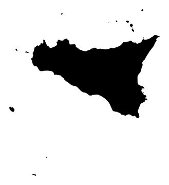 A contour map of Sicily. Italian region silhouette