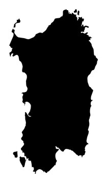 A contour map of Sardinia. Italian region silhouette