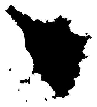 A contour map of Tuscany. Italian region silhouette