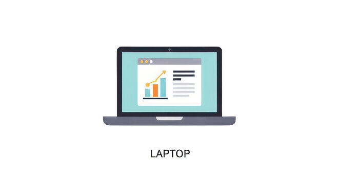 Laptop showing business growth data and financial analysis dashboard on black background