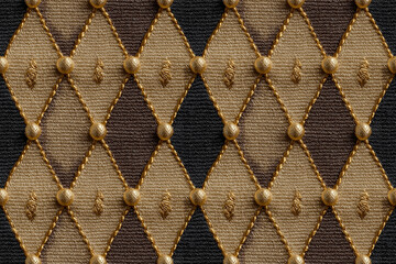 Fototapeta premium Luxury gold and black harlequin diamond textile pattern
