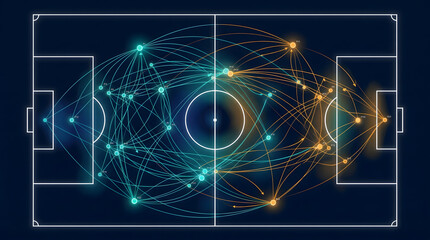 Obraz premium Football Pitch Data Network Abstract Tactical Map Passing Lines Analytics Concept