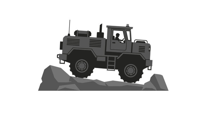 Heavy Duty Off-Road Vehicle Climbing Rugged Terrain Illustration