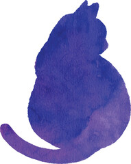 Cute watercolor cat silhouette in purple © YouStore