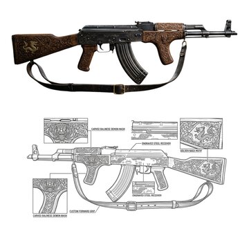 gun and bullets AKM DETAILED 