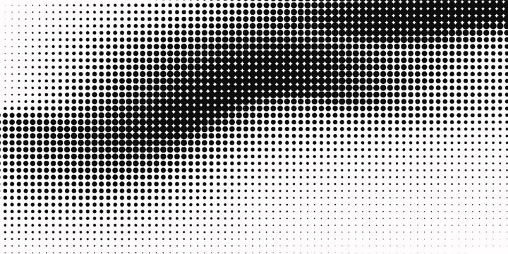 Monochrome printing raster. Dotted illustration. Abstract vector halftone background. Vector illustration. Black and white texture of dots