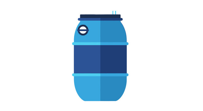 Illustration of a sealed blue plastic barrel drum.
