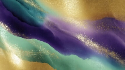 Fototapeta premium Abstract fluid art with gold and vibrant colors