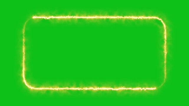 Fire neon light rectangle frame loop animated. fire line glowing rectangle border Burning neon lights frame box animation seamless loop on background 4k video 
