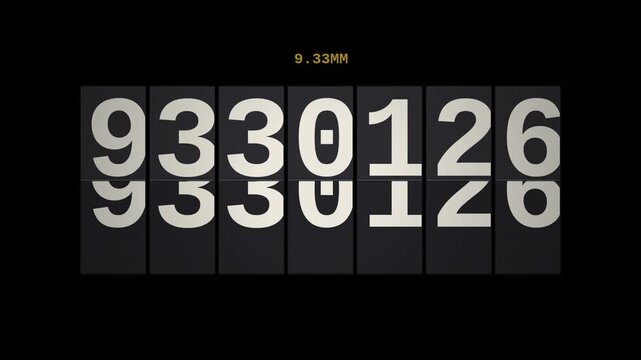 Mechanical flip counter split-flap animated numbers seamless loop alpha