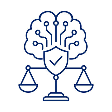 Ethical AI governance emblem with shield and scale