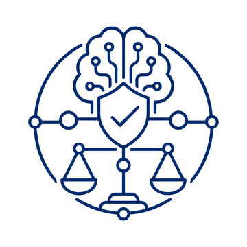 Trustworthy AI governance icon with verified shield