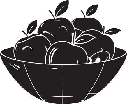 Apple Vector Fruits Bowl | Healthy Fruit Illustration | Food Vector Design