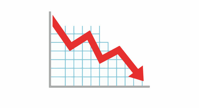 A red arrow pointing downwards across a grid, indicating a decline or loss
