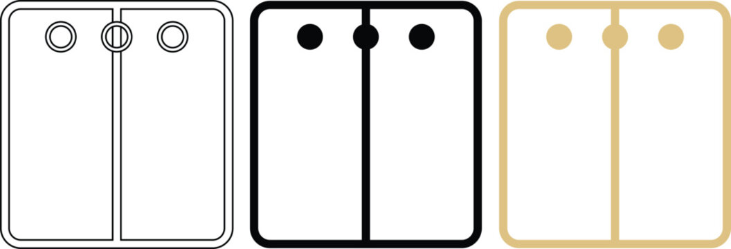 Minimalist rectangular abstract art set with round elements and a central dividing line.