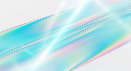 Naklejka premium Abstract Holographic Light Blue and White Background with Dynamic Lines and Gradient Colors.