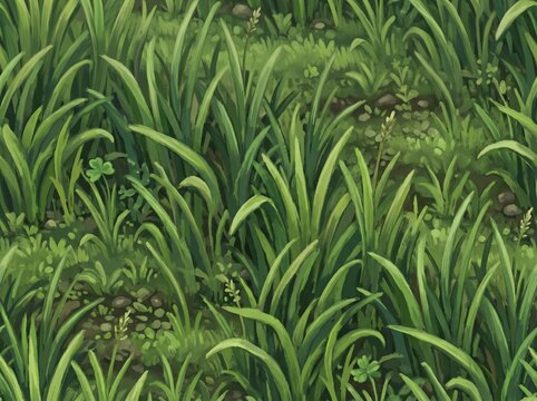 Vibrant summer grass field vector seamless pattern for agricultural or gardening branding