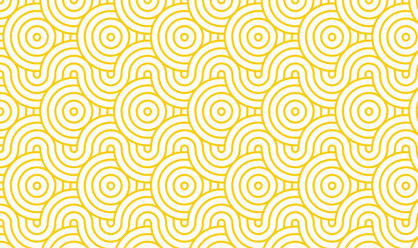 Yellow Concentric Circles Seamless Geometric Pattern Vector Background 
