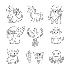 Obraz premium Fantasy creatures and animals illustrations.