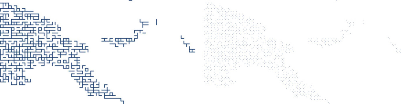 Abstract image featuring an intricate maze design forming the outlines of the paraguayan map on a checkered background.