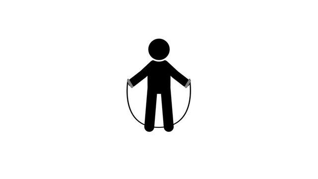Jump Rope Cardio Stick Figure Animation. Animated stick figure icon showing jump rope cardio exercise.